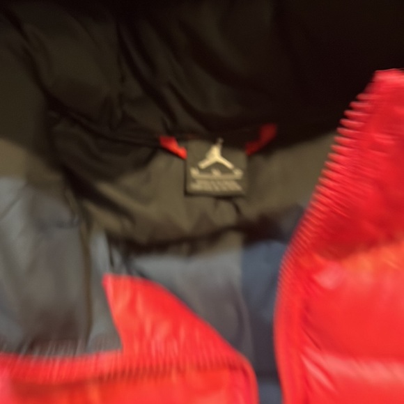 Red Jordan Hooded Puffer Jacket - Picture 2 of 2